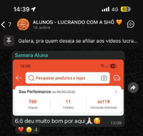 Painel de performance com 760 cliques e R$ 119 de comissão